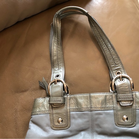 Coach, Soho, Pleated Tote, Grey Leather, Silver tone Hardware Accents, GUC - Picture 12 of 16